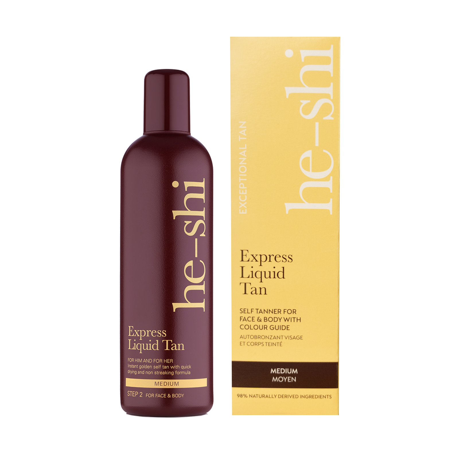 Express Liquid Tan bottle and outer box on white background