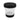 Clear solution cup with black cover on a white background