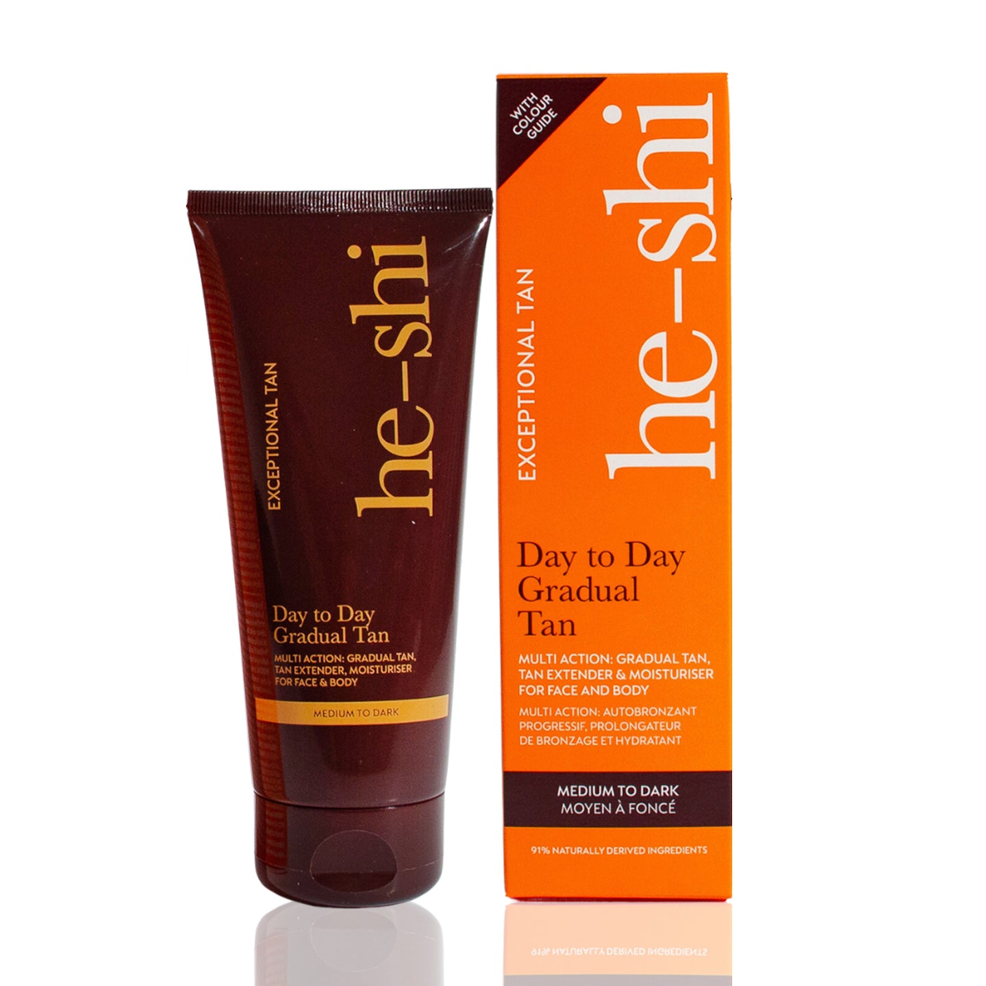 He-Shi Dark Day to Day Gradual bottle and outer box on white background