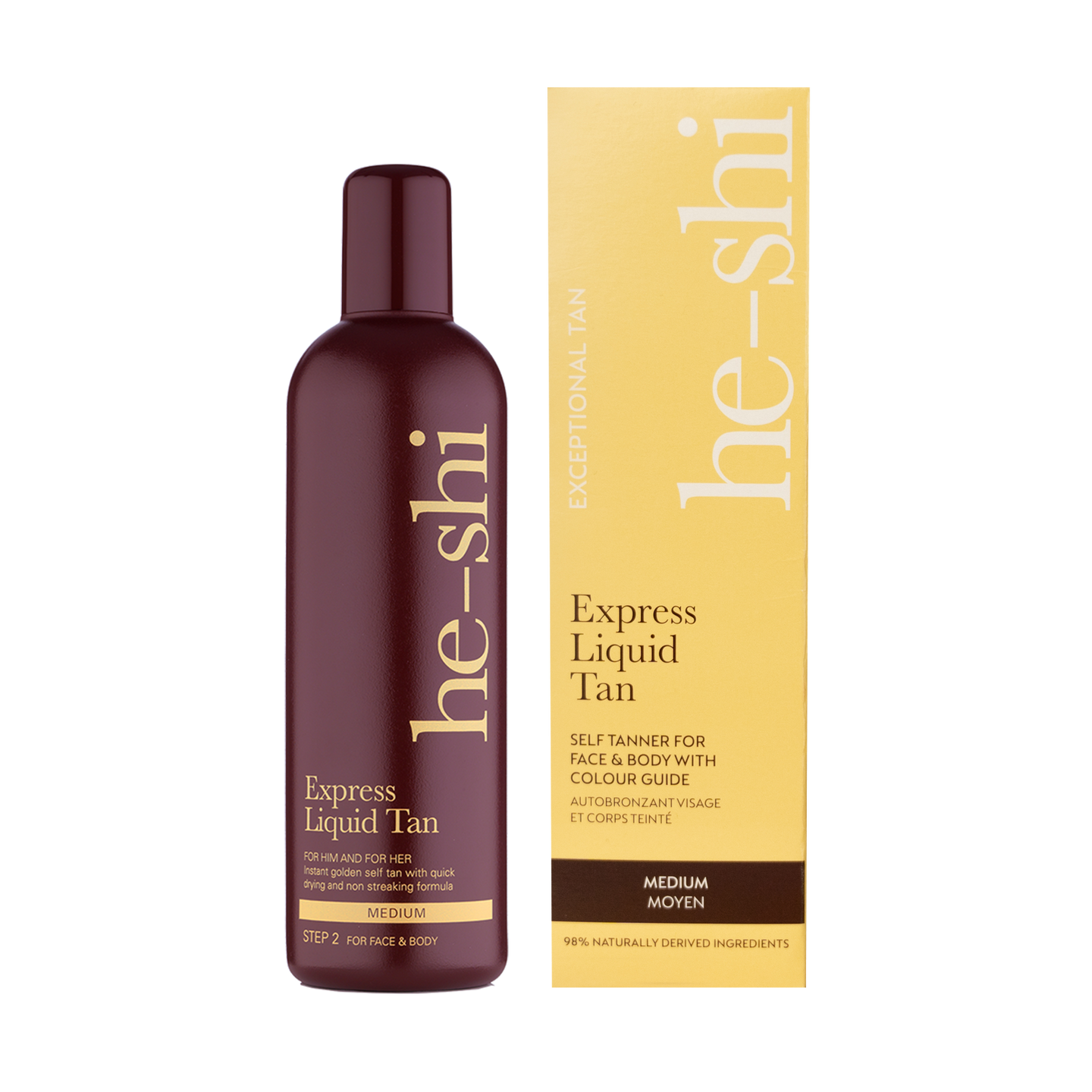 Express Liquid Tan bottle and outer box on white background