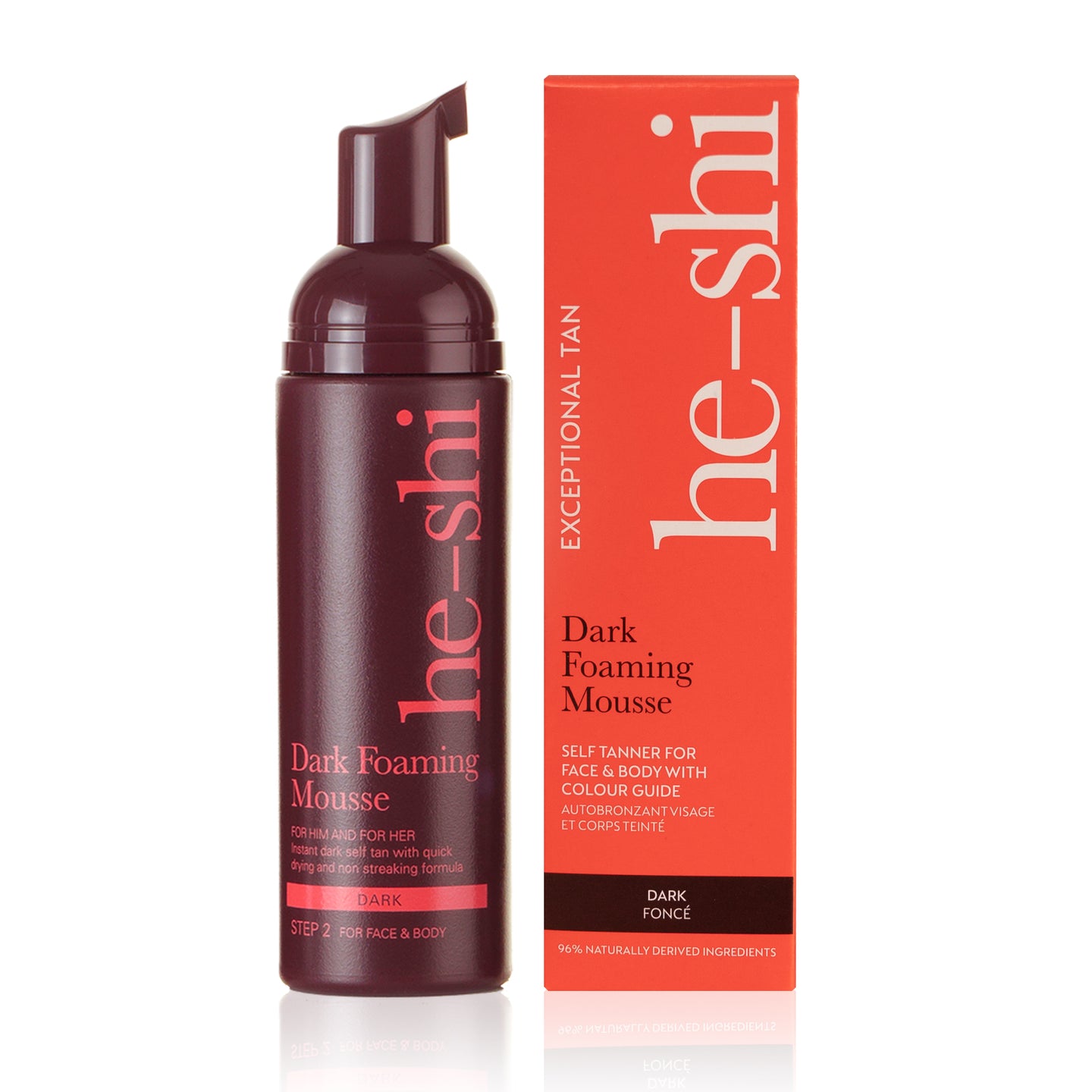 Image of Dark Foaming Mousse bottle and outer box on white background