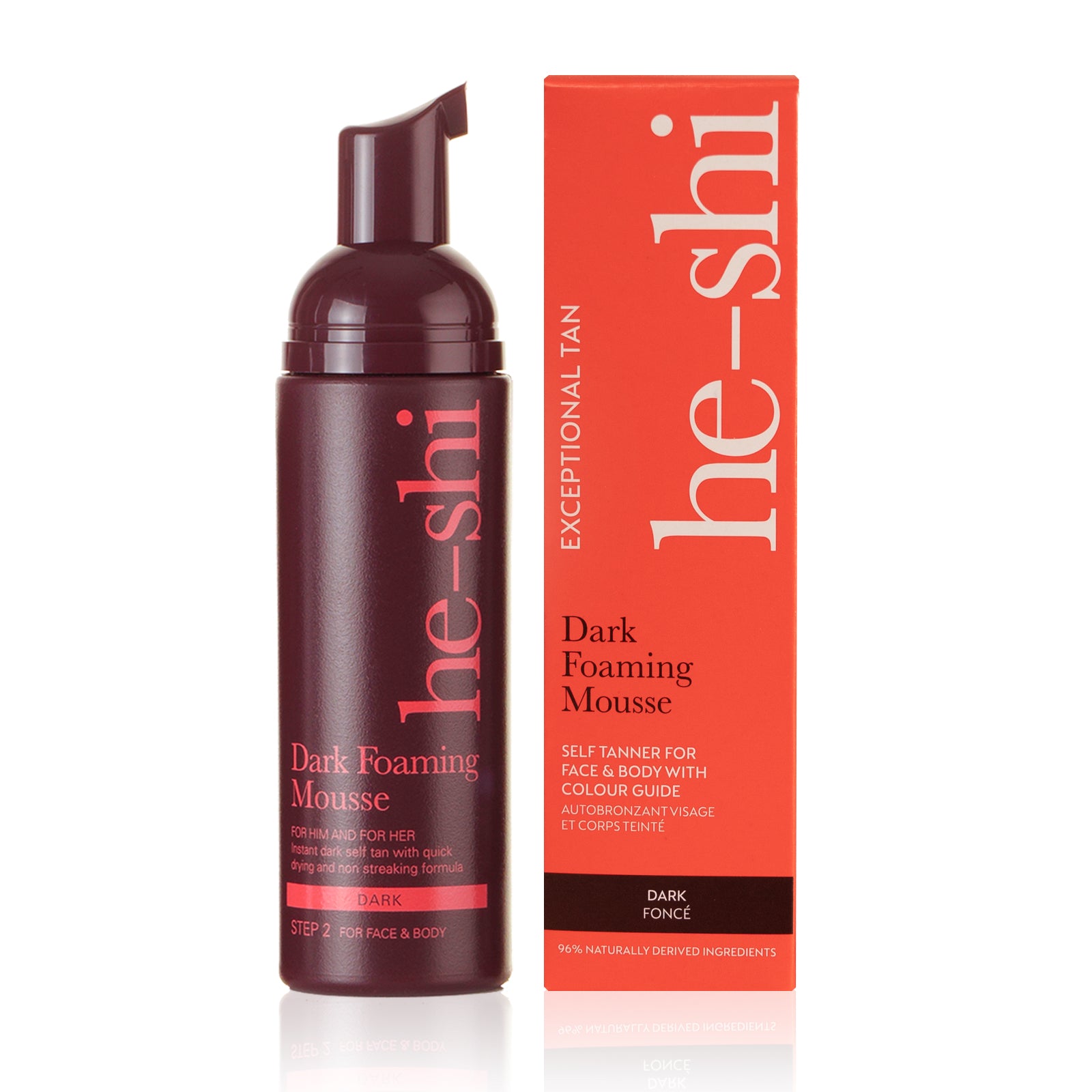 Image of Dark Foaming Mousse bottle and outer box on white background