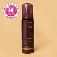 He-shi Gold Foaming Mousse bottle with 'Hi! Best Beauty Buy' award on a beige background