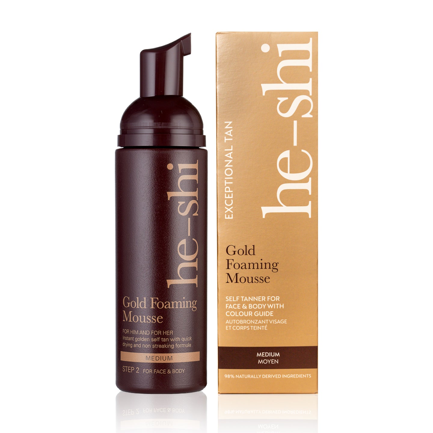 Gold Foaming Mousse with packaging on a white background