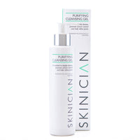 Skincare product packaging for 'Purifying Cleansing Gel' by Skinician on a white background