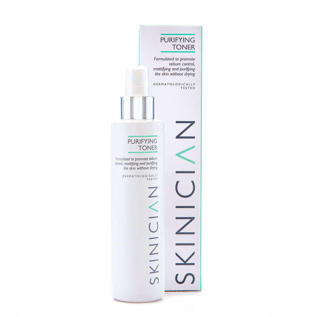 SKINICIAN purifying toner bottle and packaging on a white background