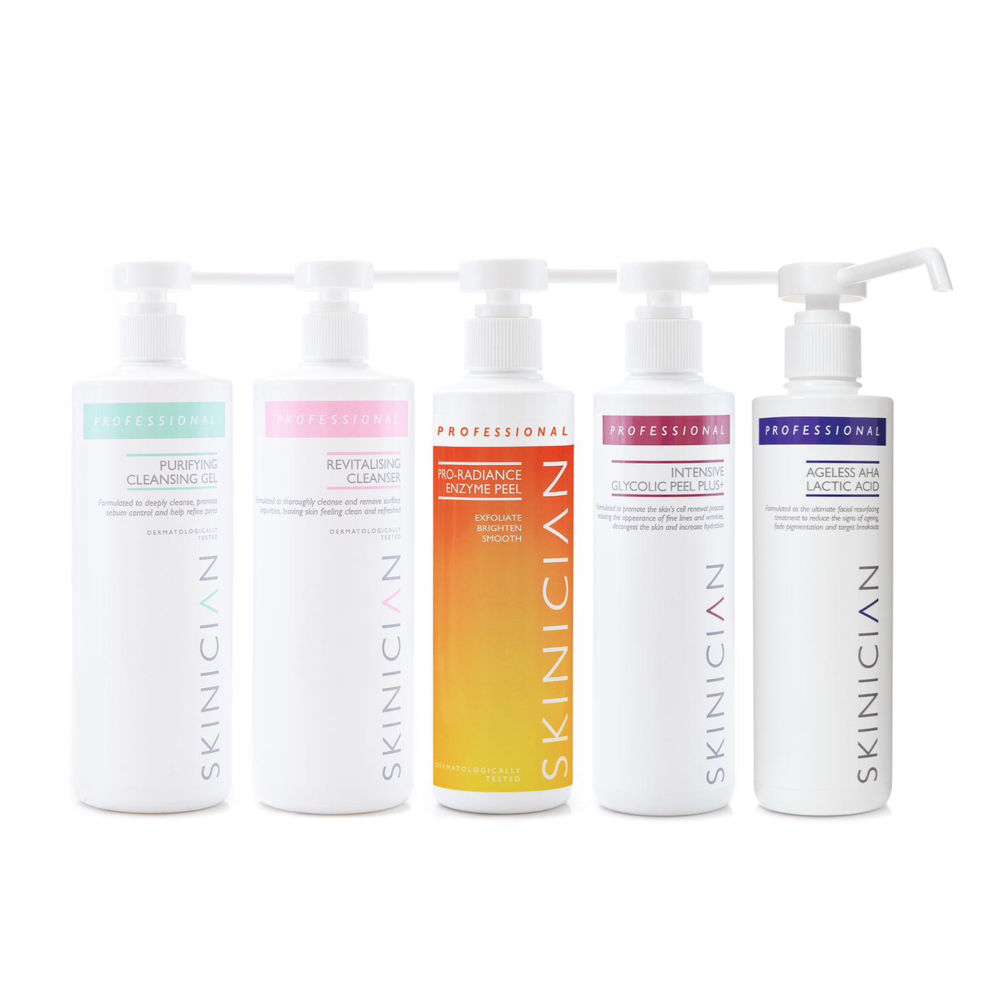 Set of Skinician skincare products on a white background
