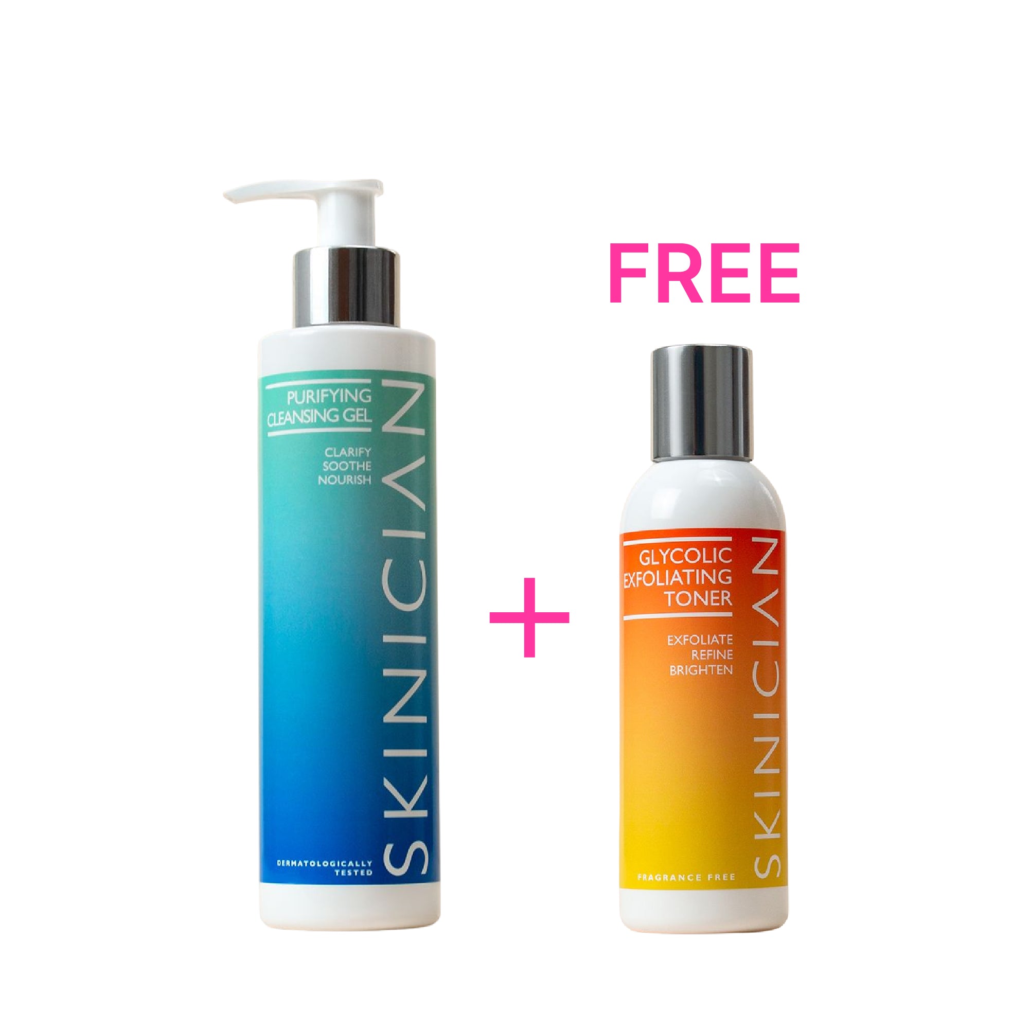 Skinician Purifying Cleansing Gel 200ml & FREE Glycolic Exfoliating Toner 100ml