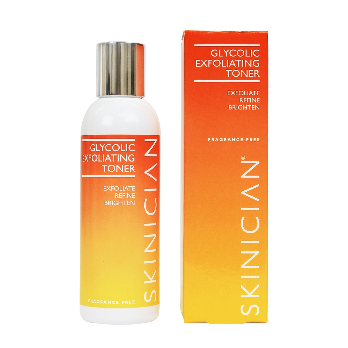 Skinician Glycolic Exfoliating Toner bottle and packaging on a white background
