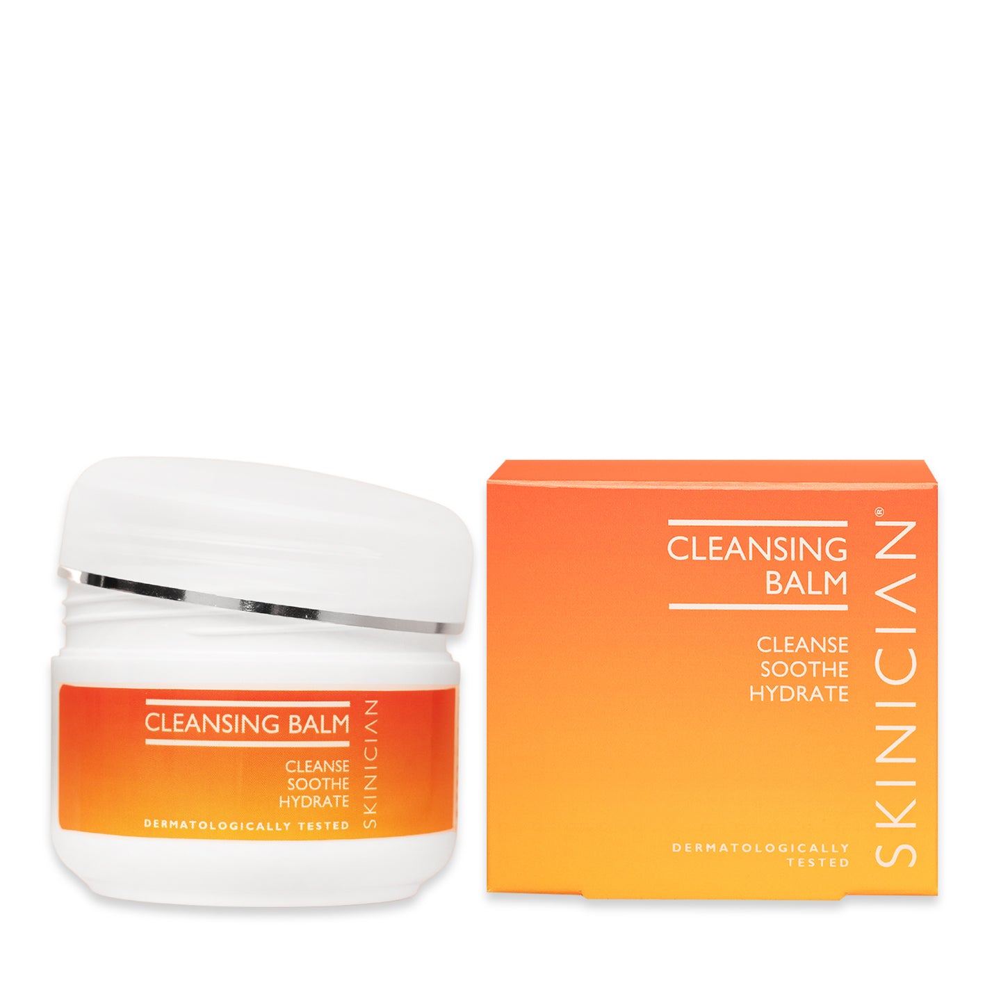 Cleansing balm jar and box with 'Skinician' branding on a white background