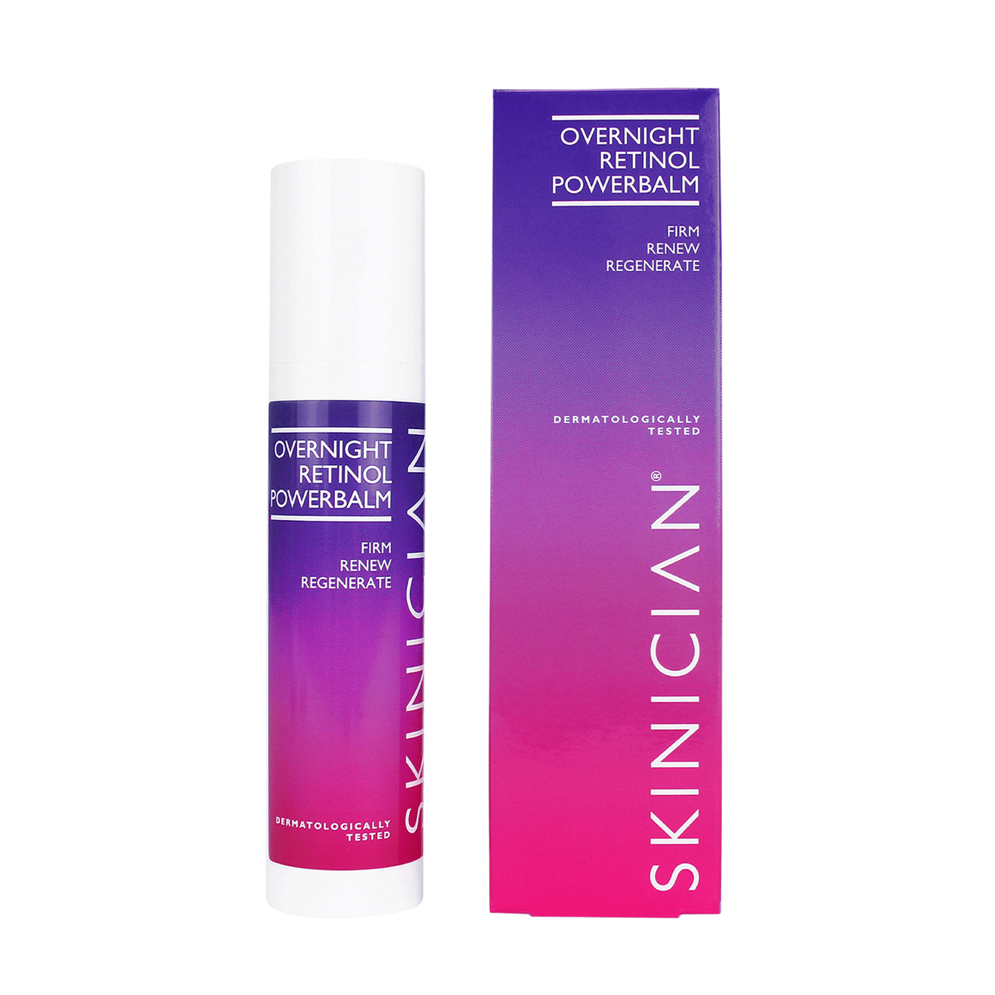 SKINICIAN Overnight Retinol PowerBalm with packaging on a white background