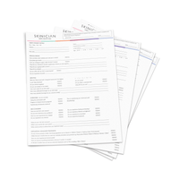 Skincare consultation forms with 'Skinician' branding on a white background