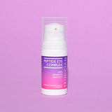 Skinician Peptide Eye Complex bottle on a purple background
