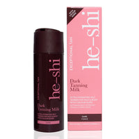 Image of He-Shi Dark Tanning Milk bottle and outer box on white background