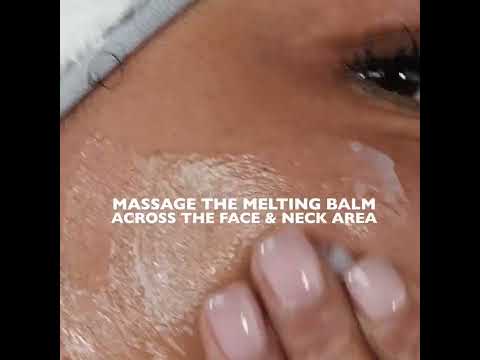 Video showing cleansing balm being dispensed with a spatula, applied to the facial area and massaged in.  The perfect 1st cleanse to melt away make-up.