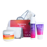 Image of Skinician Nighttime Rituals Skincare Set and the products inside on a white background.