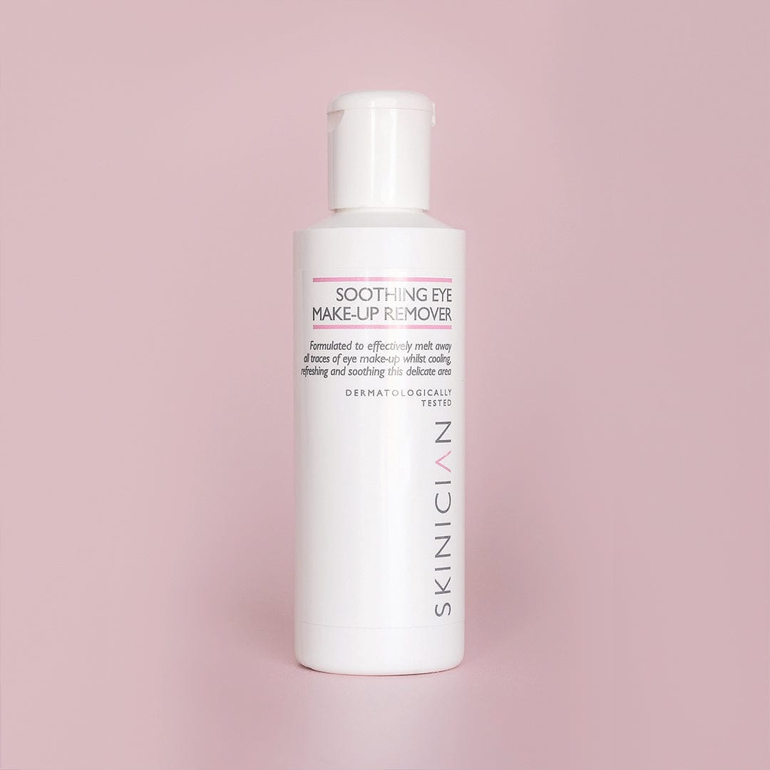 Soothing Eye Make-Up Remover on a pink background